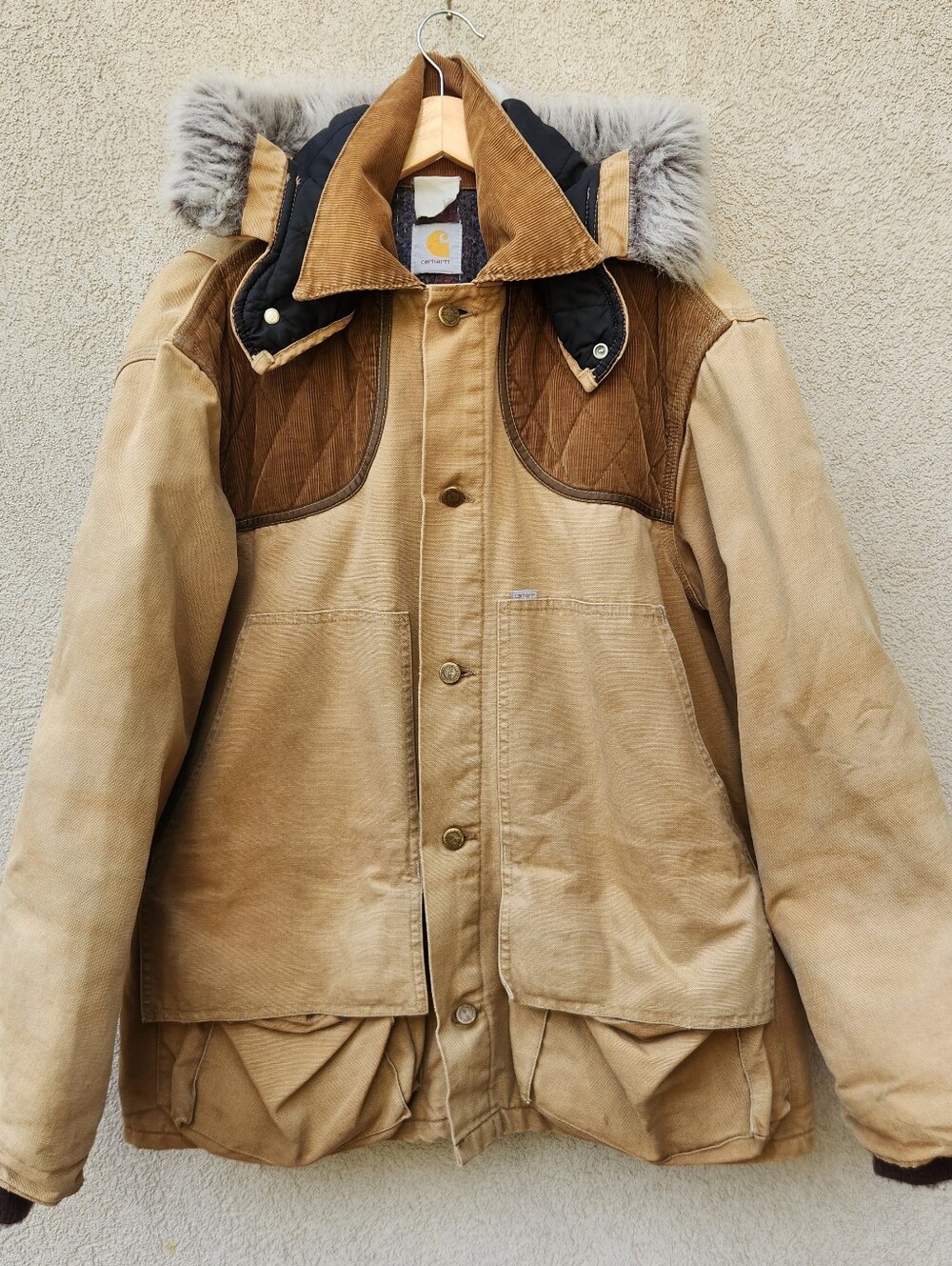 CARHARTT Mens Blanket Lined Duck Canvas Hunting Jacket XL Vintage Corduroy 80s